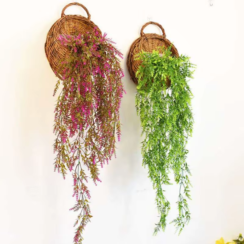 Jardinière de fleurs en rotin et osier faite à la main