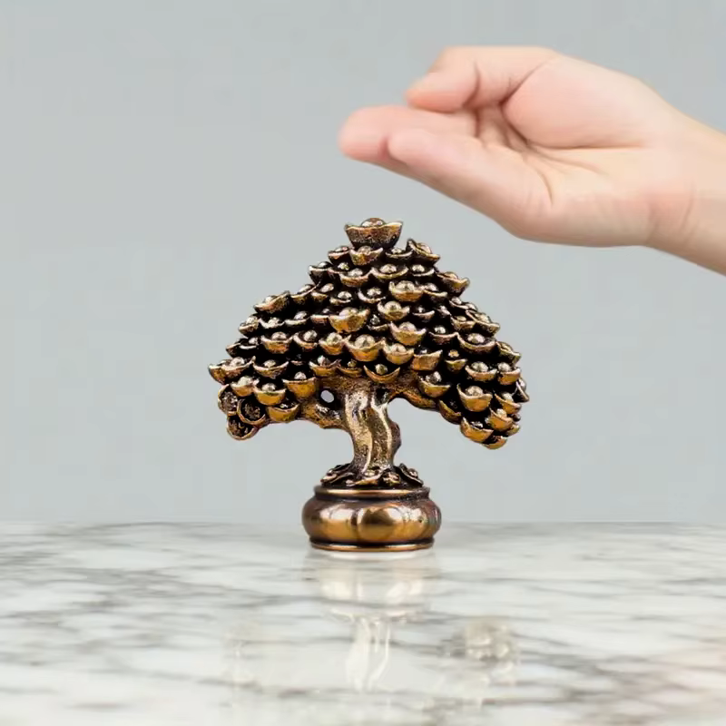 Figurines Feng Shui d'arbre de richesse chinoise en laiton