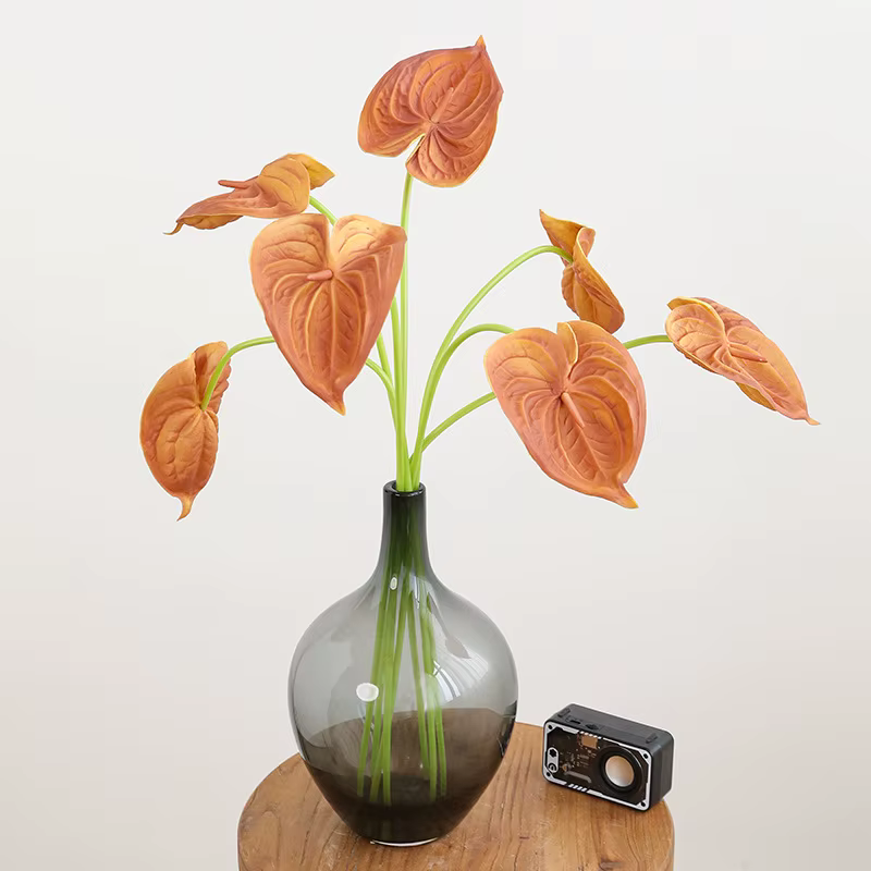 Lot de 10 fleurs artificielles en PU Anthurium