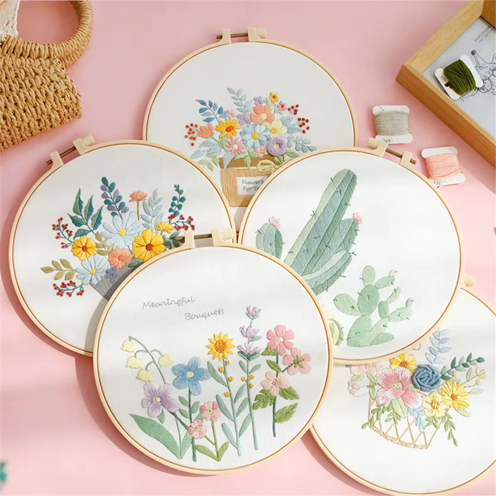 Kit de démarrage de fleurs, croix pour débutant, plante, couture, peinture artisanale, décoration de maison, ensemble de broderie, cadeaux faits à la main