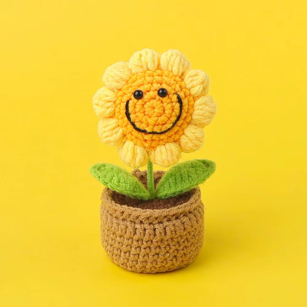Crochet tournesols en Pot mignon tricot Pot de fleur Pot