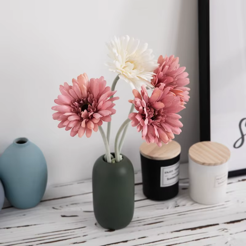 Fleurs artificielles Gerberas jaunes en tissu