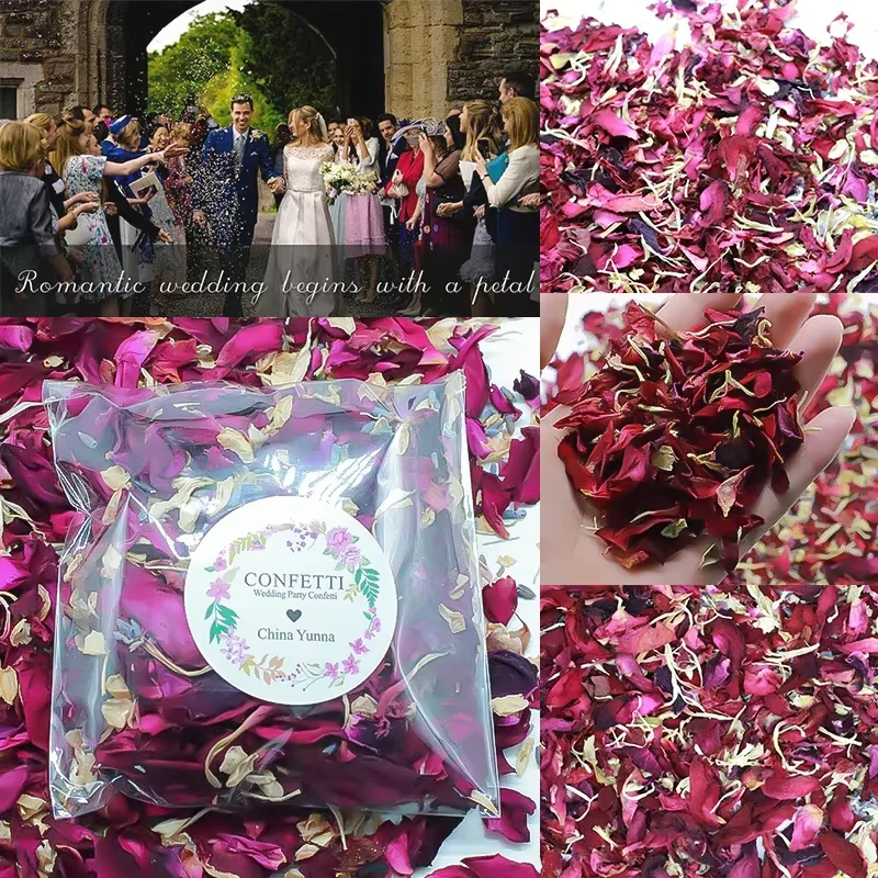 20/30/50 pièces 50g/sac Pétales de rose naturels séchés Confettis de mariage Douche nuptiale Anniversaire Décoration DIY Biodégradable