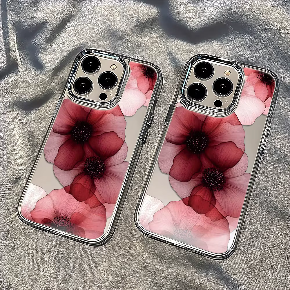 Coque de téléphone de luxe à fleurs rouges, étui arrière Transparent en Silicone souple TPU pour Google Pixel 10 9 8 7 8A 9A XL Pro 4G 5G