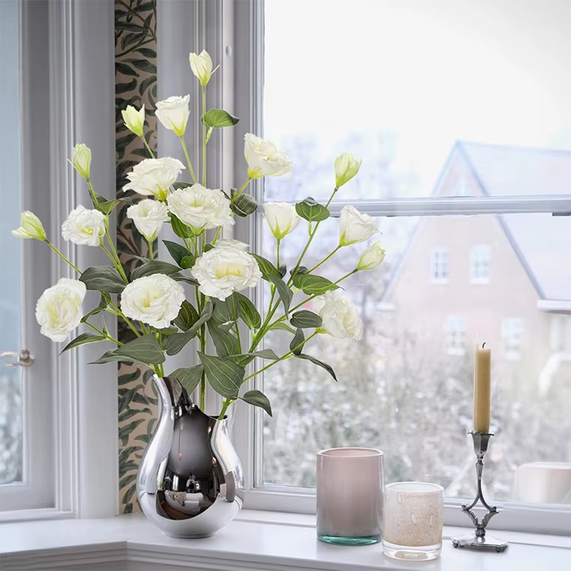 Bouquet de fleurs Eustoma artificielles en soie