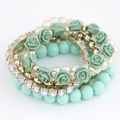 Bracelets porte-bonheur pour femmes bijoux Rose fleur multicouche enveloppe fleur Bracelets et Bracelets Vintage Pulseras Mujer Pulseiras Femme