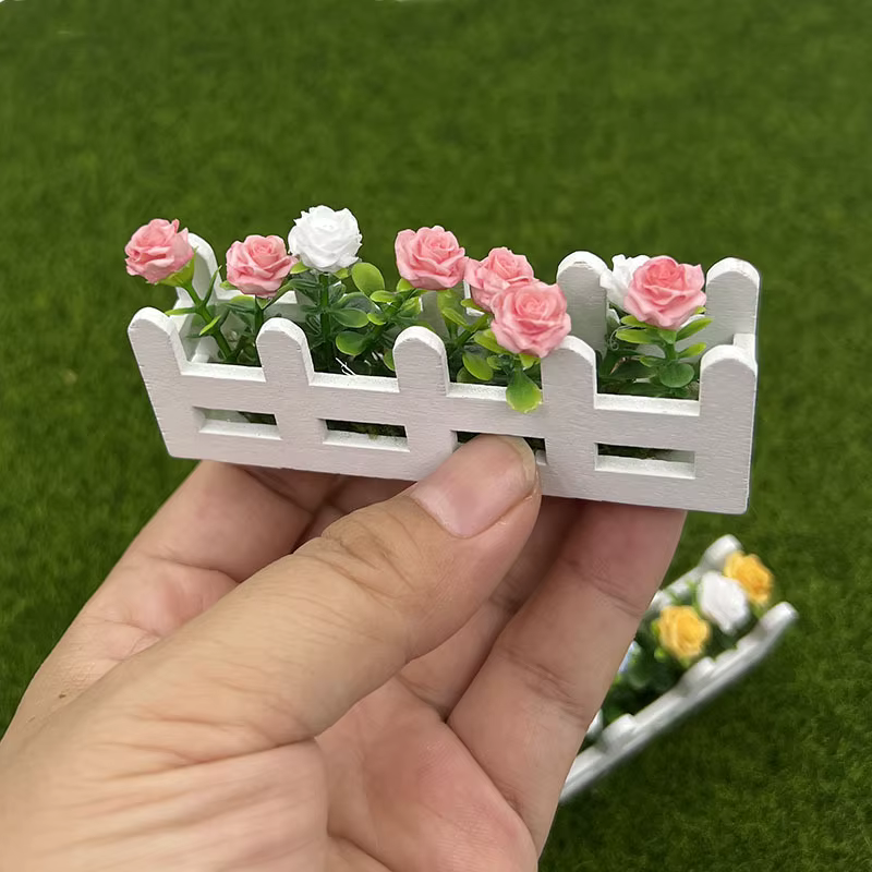 Mini fleur en pot, ensemble de fleurs de clôture de roses