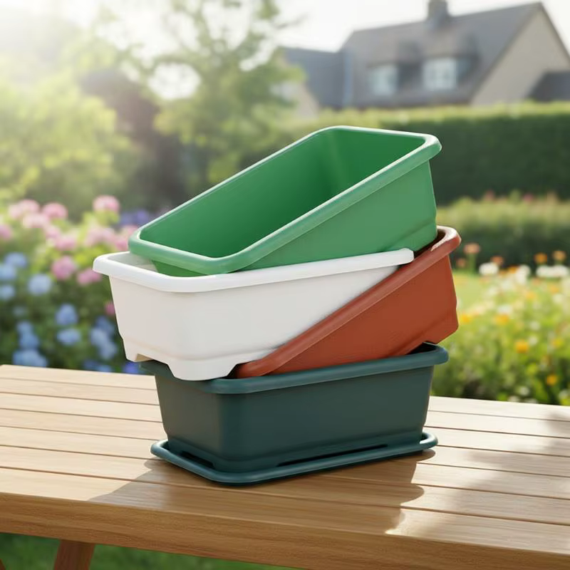 Jardinière rectangulaire incassable et résistante aux chocs avec trou de drainage