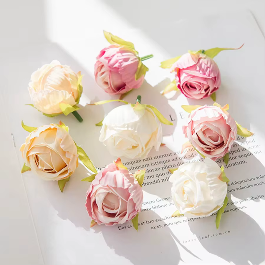 Fleurs artificielles bourgeons de thé pour mariage décoratif festival couronnes décorations pour la maison bricolage cadeaux boîte artisanat soie Rose accessoires