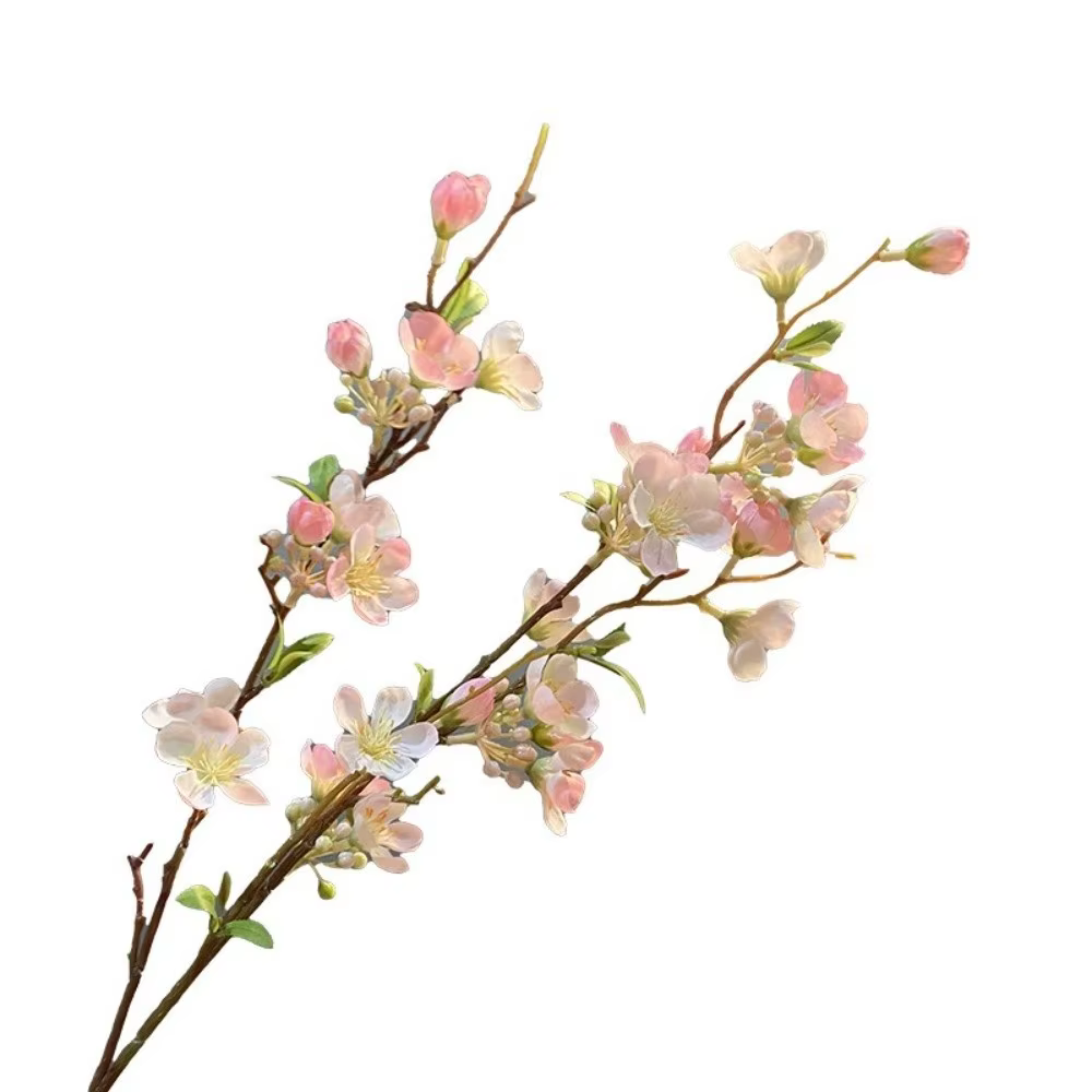 Longue branche artificielle de fleurs de cerisier de 84 cm à 2 branches