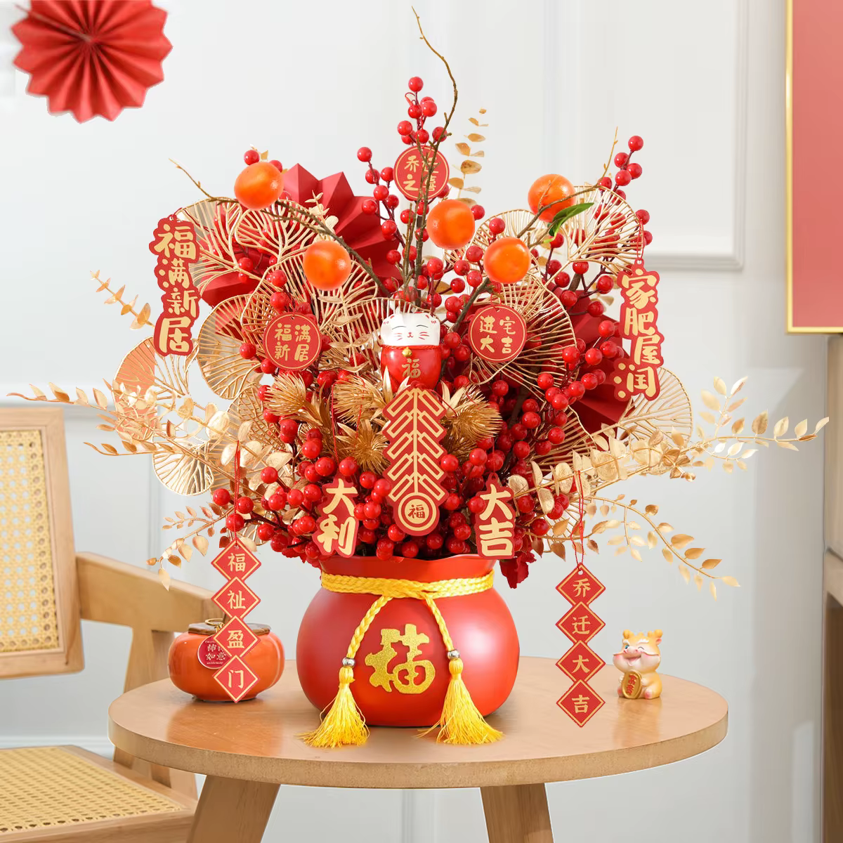 Décoration de fête de vacances chinoise fleurs artificielles décor de bureau de maison de noël