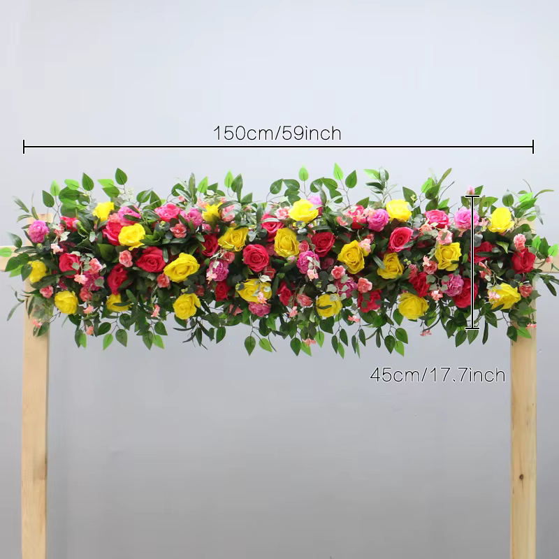 Guirlande de fleurs artificielles feuilles d'olivier et roses