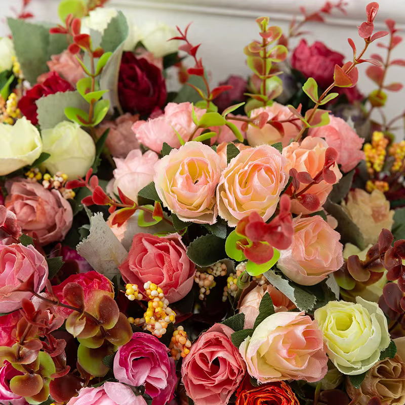 Rose fleurs artificielles fleur de soie avec tiges fausses