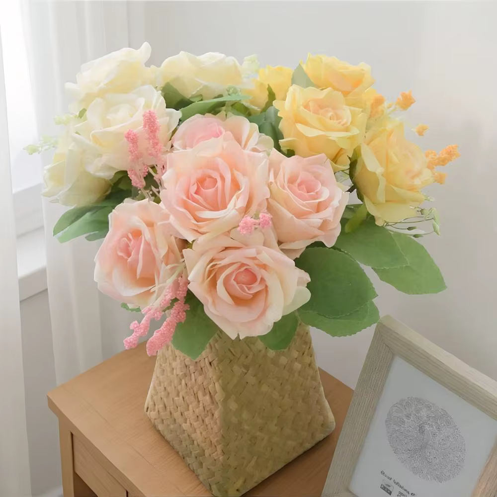 Fleurs artificielles réalistes à 5 têtes