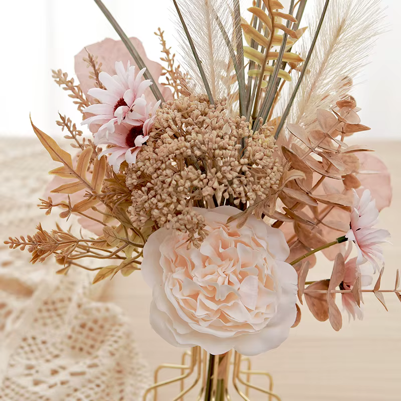 Décoration de mariage fleurs artificielles Rose pivoine Pampas mariée Bouquet maison fête de noël Arrangement soie