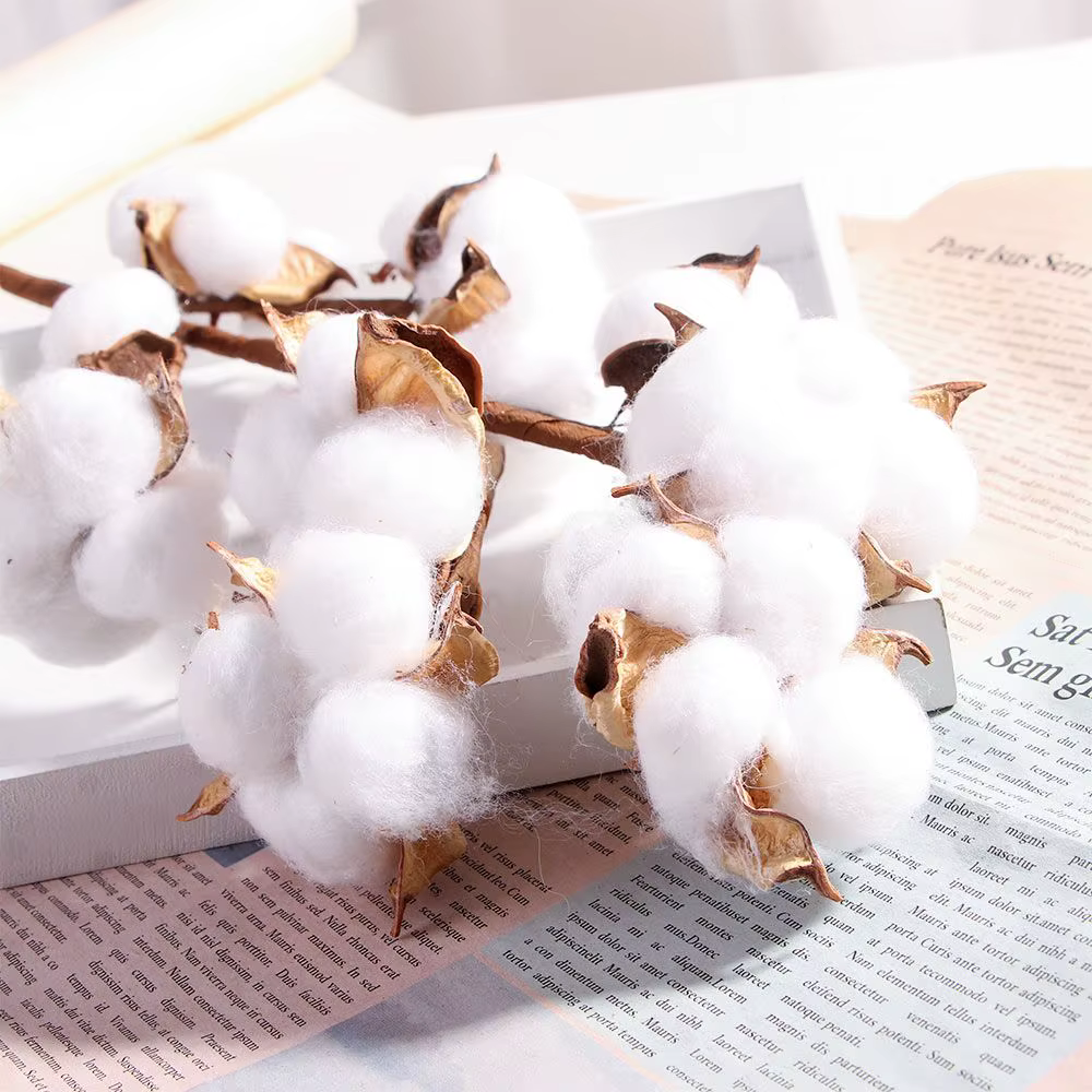 Décor à la maison fait à la main fausse fleur branche florale tige de coton