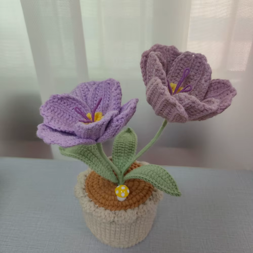 Tulipe en pot au Crochet faite à la main