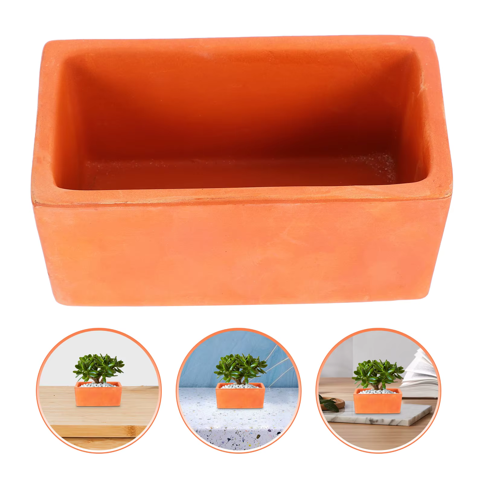 Pot de fleur rectangulaire en terre cuite