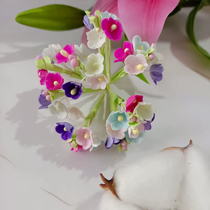 8 pièces / 40 têtes de mini fleurs en papier de 1 cm