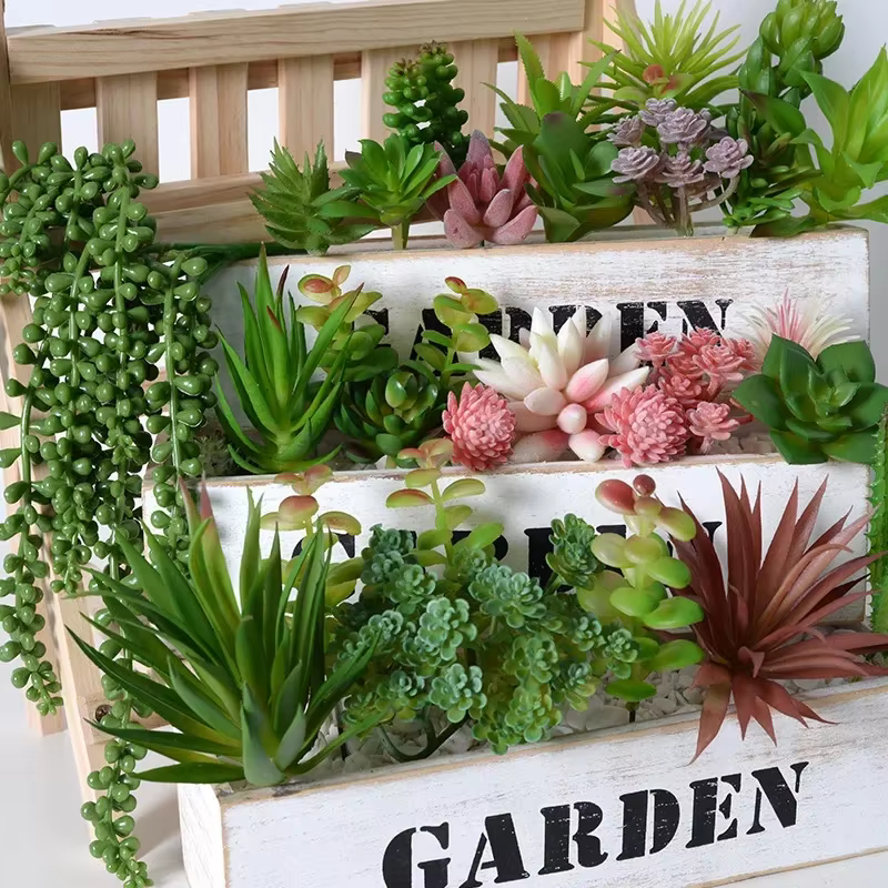 12 pièces plantes succulentes en PVC vert fausse plante succulente pour la maison jardin petit bonsaï décor fleur