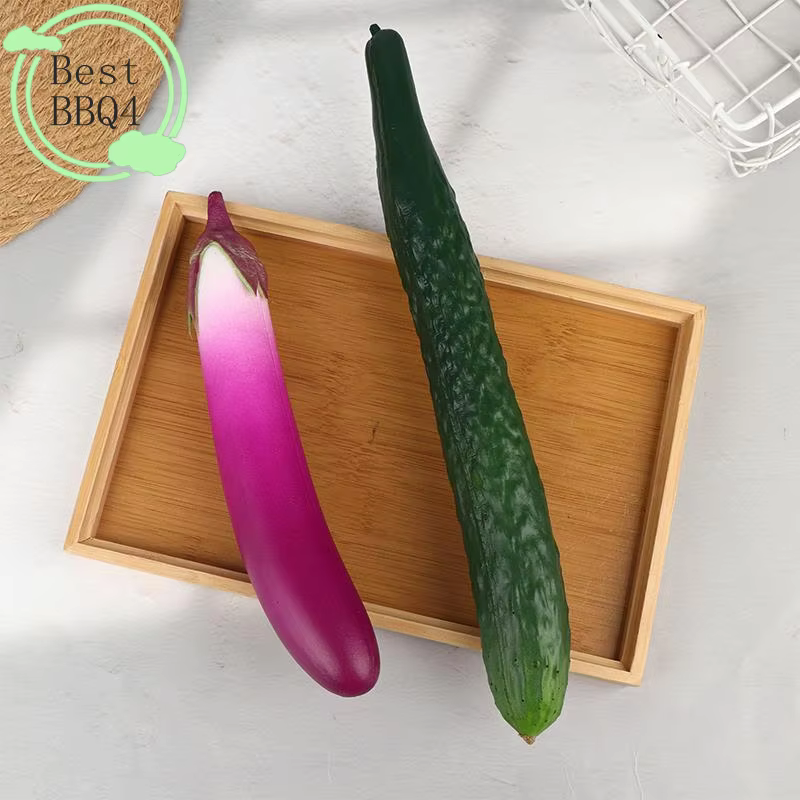 Ornement de légumes artificiels réalistes (BBQ4) – Répliques souples et sûres d'aubergines et de concombres pour la photographie