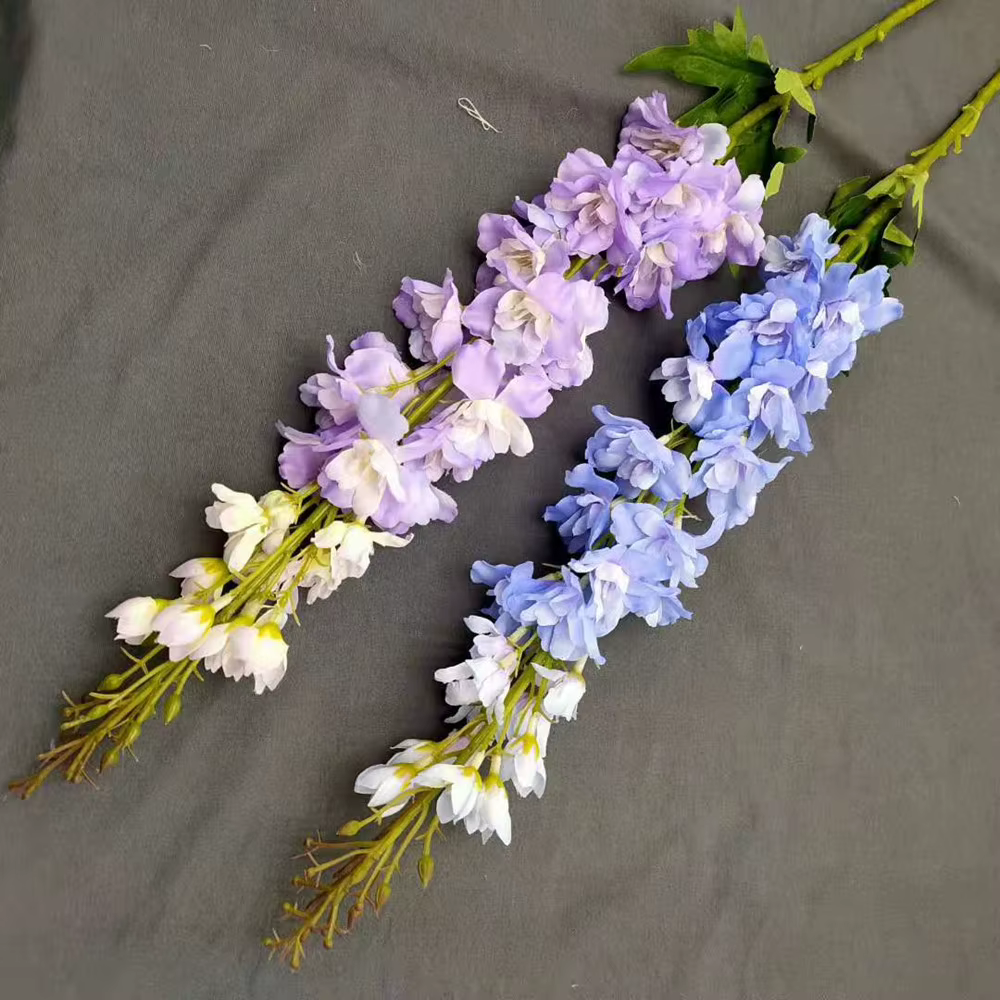 Branche de fleur de Delphinium artificielle avec longue tige simulée plante