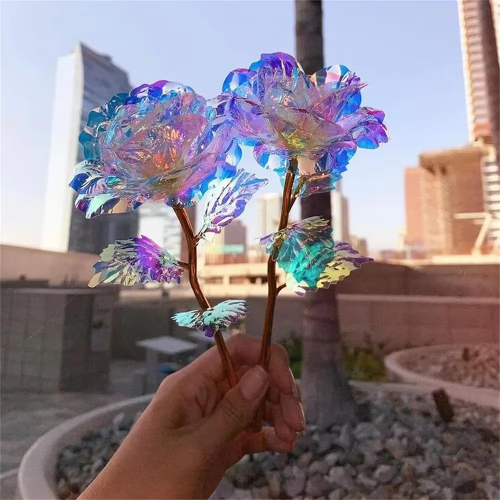 Collection de fleurs préservées dorées de 24 carats
