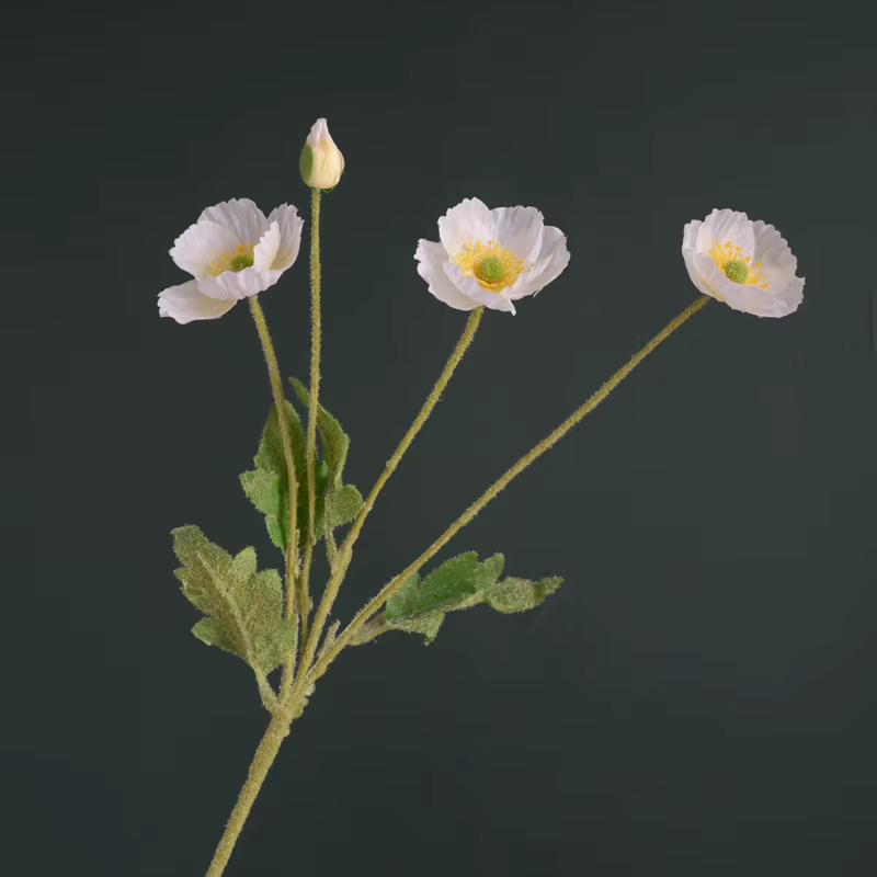 Fleurs artificielles de pavot en velours 24 pouces