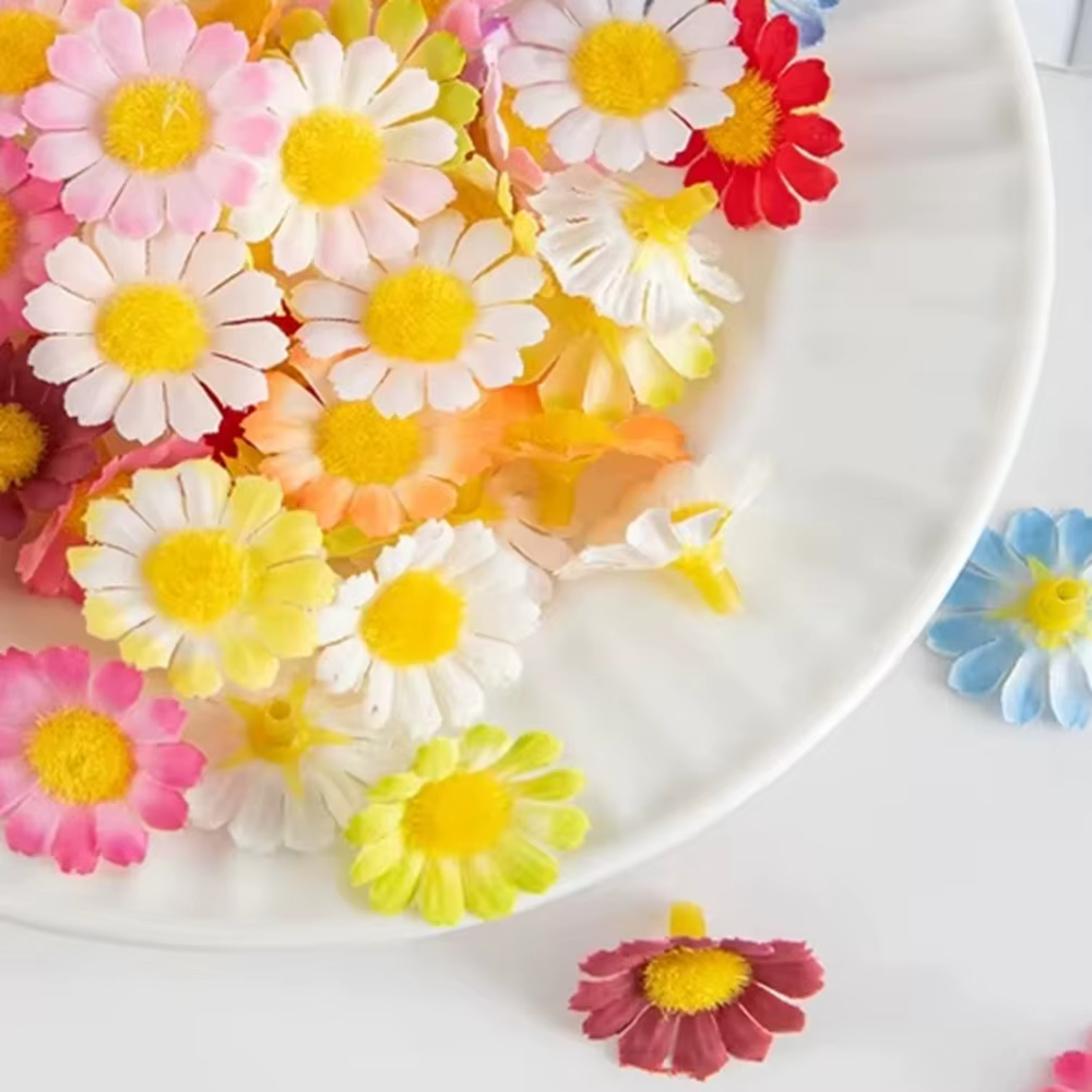 50/100pc Fleurs Artificielles Tournesol Soie Daisy Tête Valentine Maison De Mariage Décor BRICOLAGE Cadeau Scrapbook Faux Usine Festival Couronne