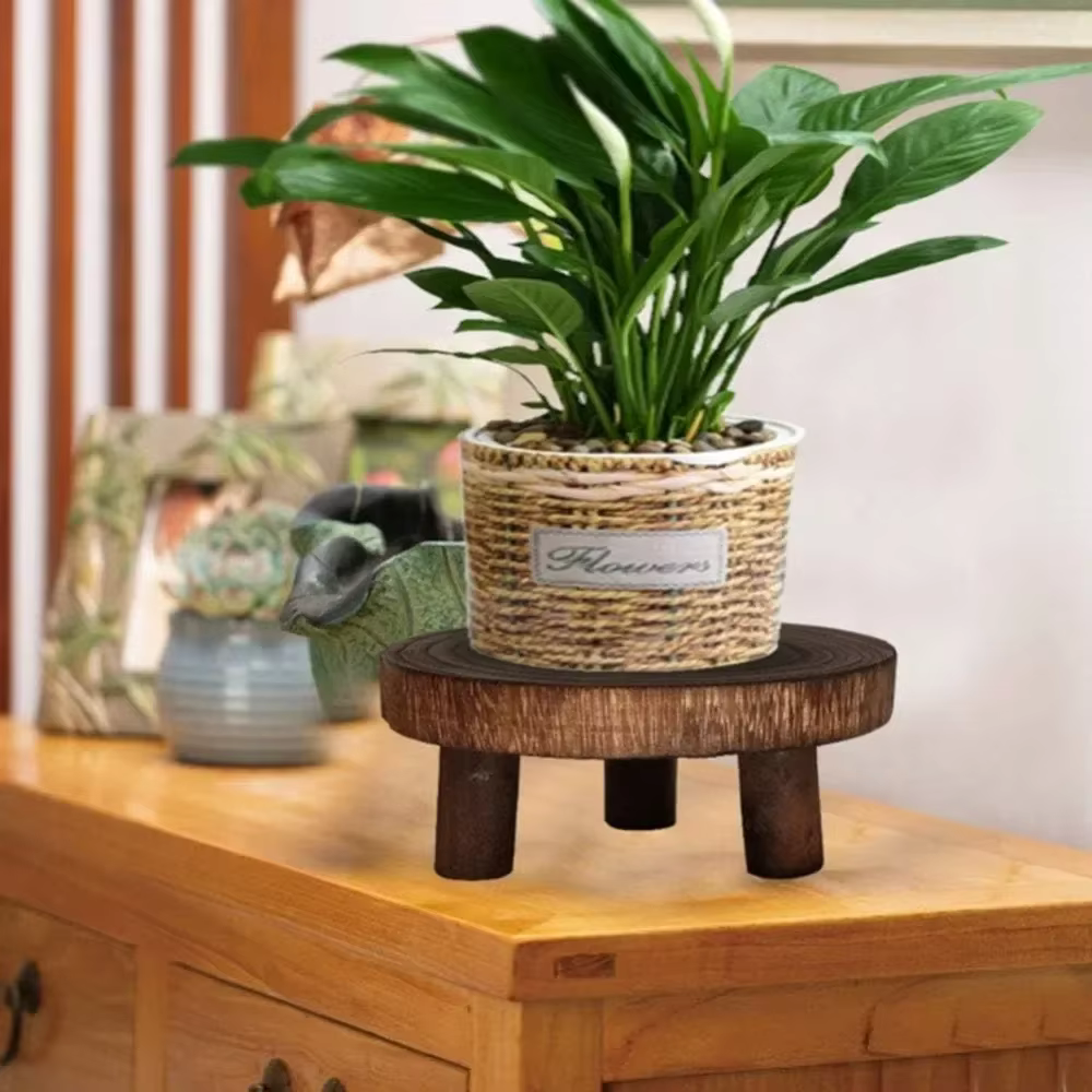 Tabouret de support de base de pot de fleur de plante en bois
