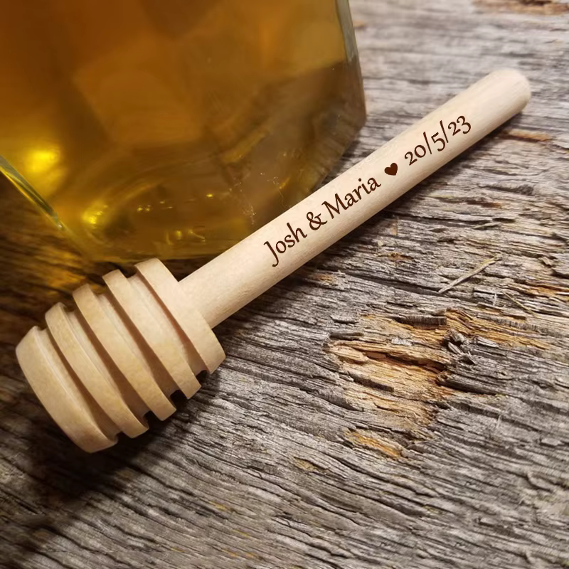 Bâtonnets à miel en bois personnalisés, cadeaux d'invités de mariage, souvenirs de mariage personnalisés, anciers à remuer Assad pour pot