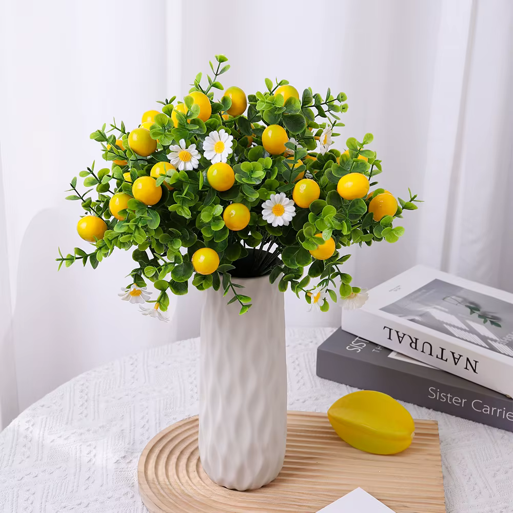Branche de fleurs artificielles en eucalyptus citronné de 30 cm pour la décoration de la maison
