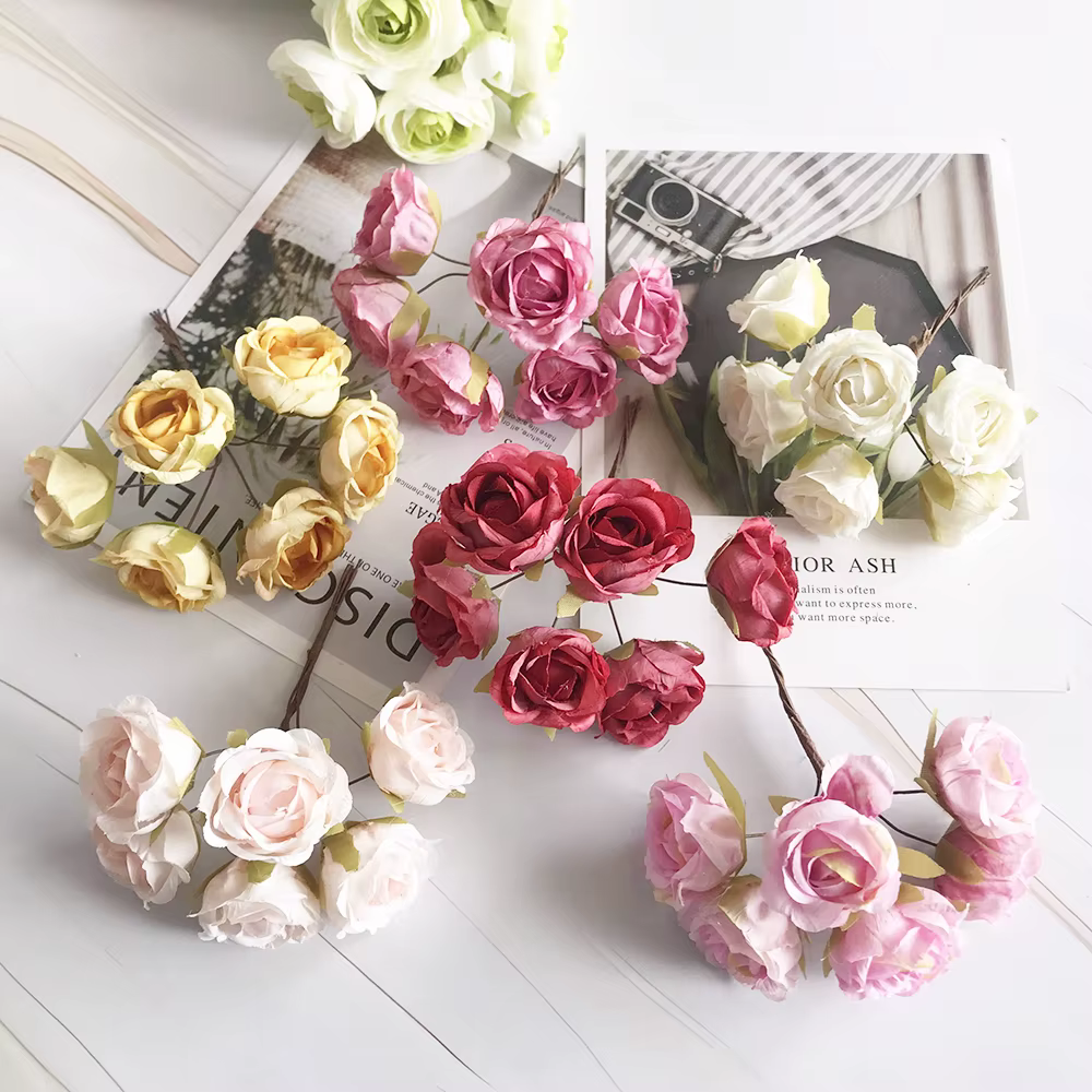 Roses thé rétro en rayonne de style européen
