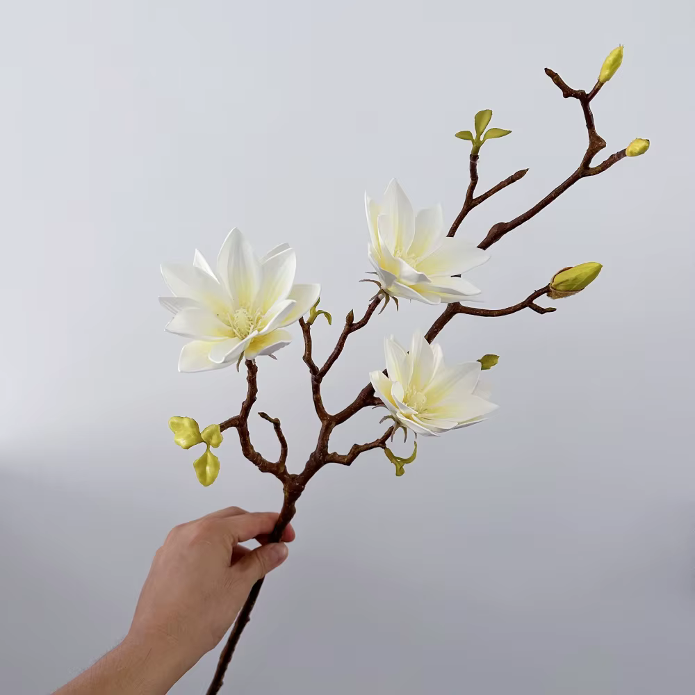 Magnolia blanc 70cm fleur artificielle Faux dégradé