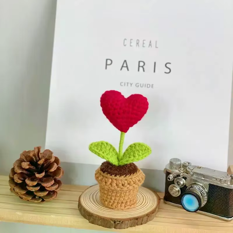 Crochet tissé fini petite plante en pot Simulation fleur