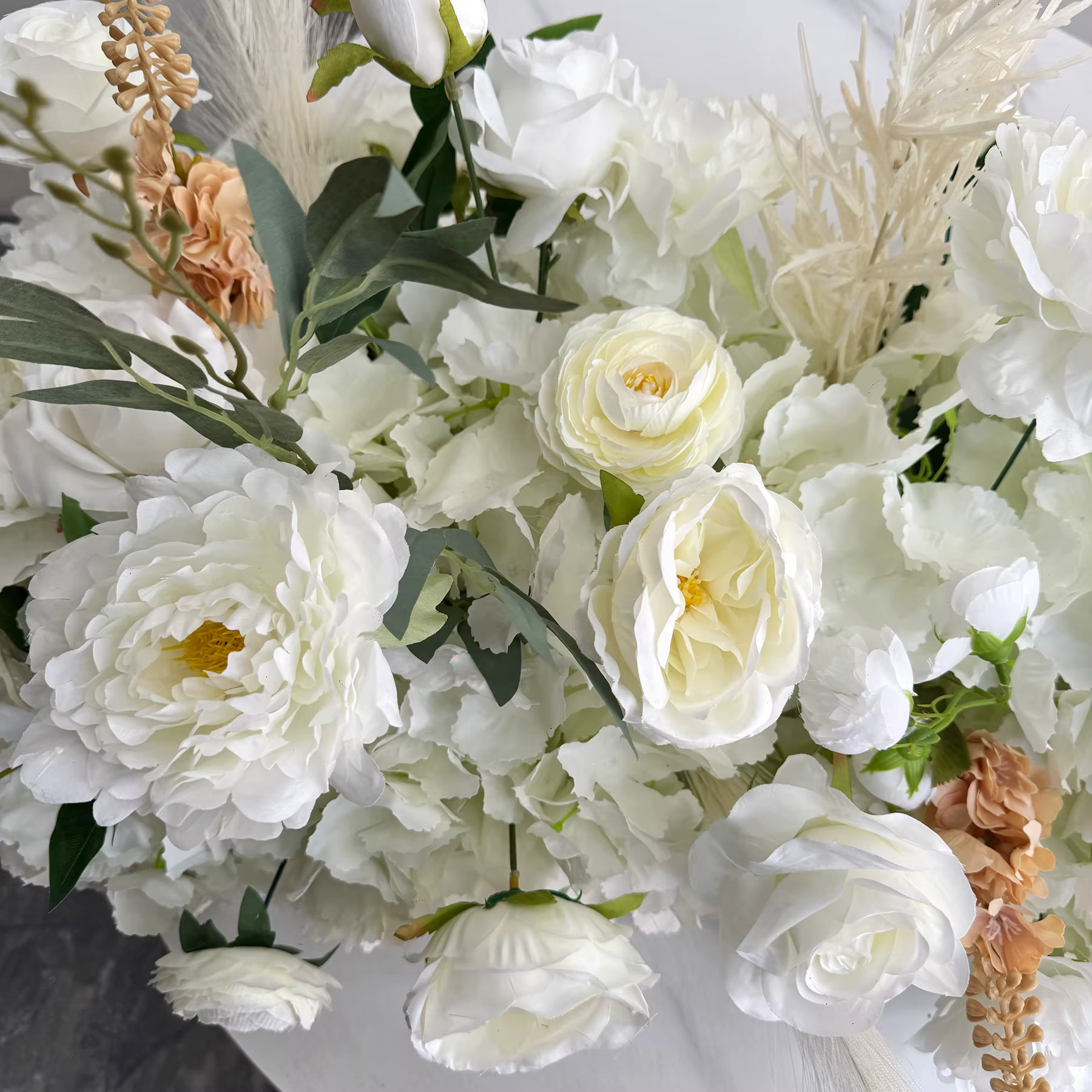 Uflower 100/200 cm blanc Rose vert feuille artificielle longue chemin fleur rangée