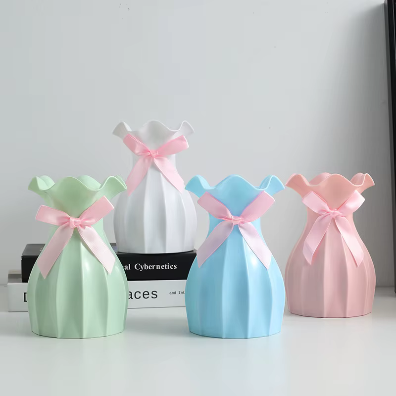 Vase nordique en plastique à fleurs sèches anti-chute