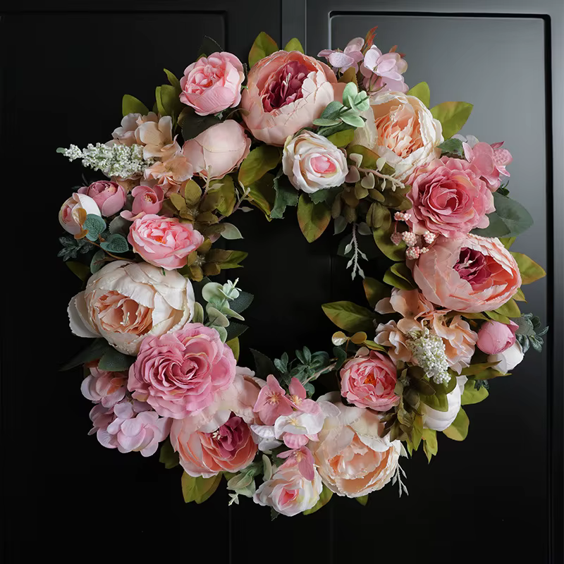 Couronne de fleurs artificielles
