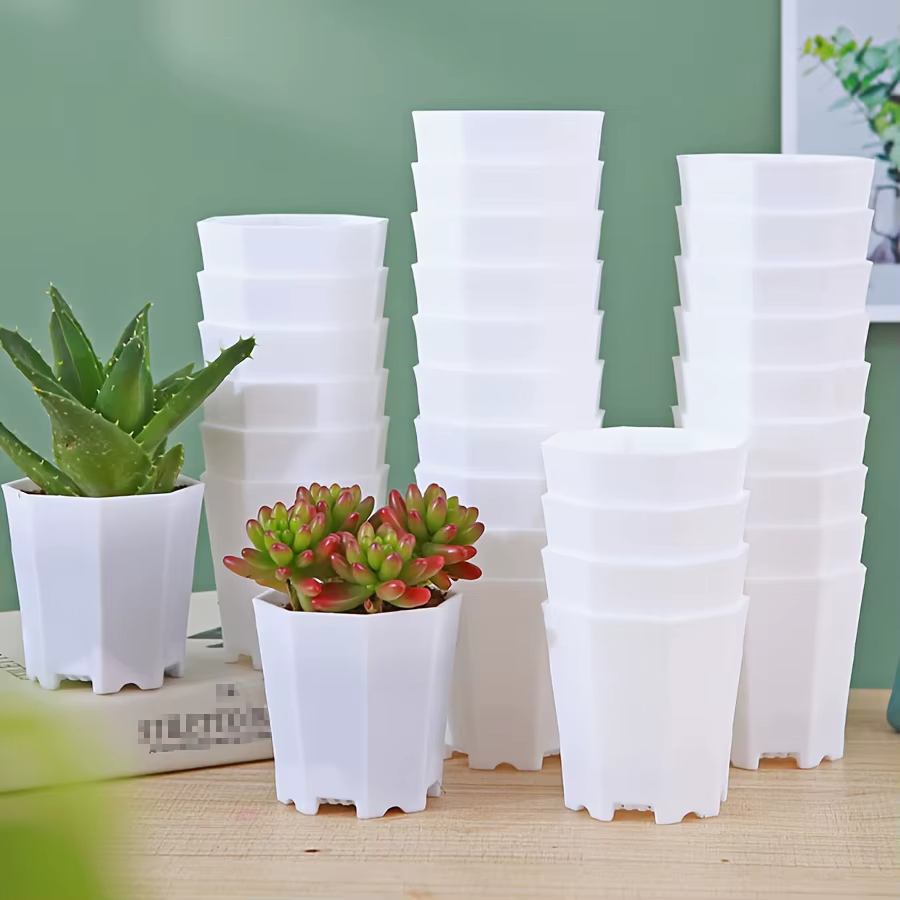 Pots octogonaux en plastique de 7cm