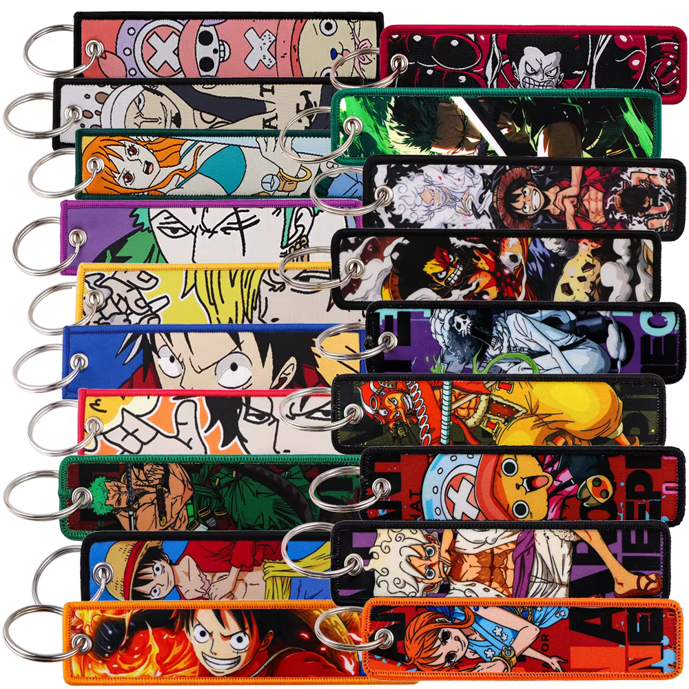 ONE PIECE Anime porte-clés pour hommes femmes broderie porte-clés porte-clés porte-clés motos porte-clés accessoires cadeaux