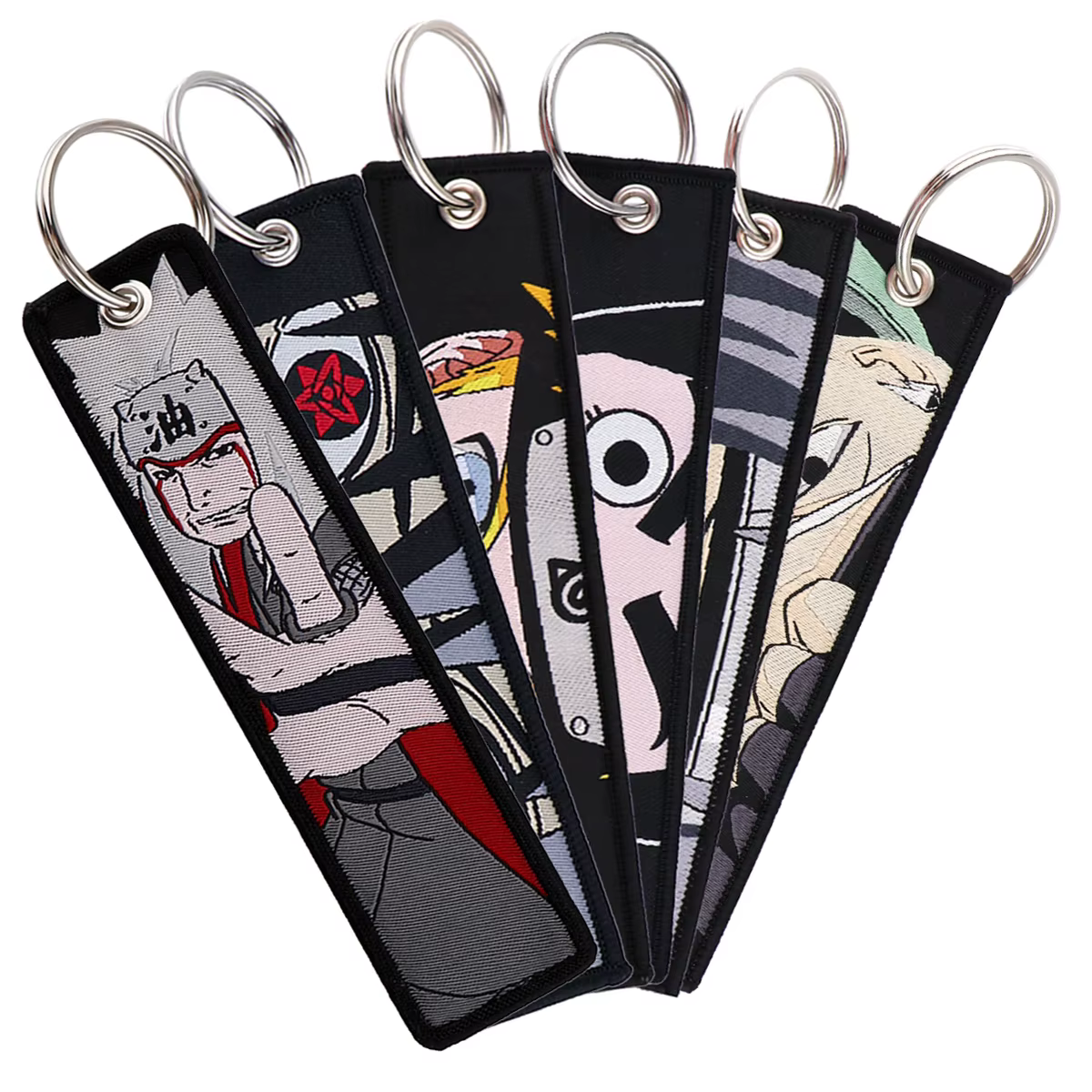 Porte-clés brodé de dessin animé japonais, étiquette pour motos, voitures, sac à dos, Chaveiro, accessoires bijoux à la mode