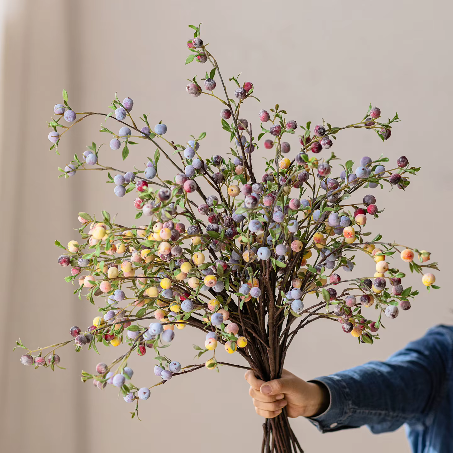3 pièces de décorations de jardin en forme de branches de fruits givrés