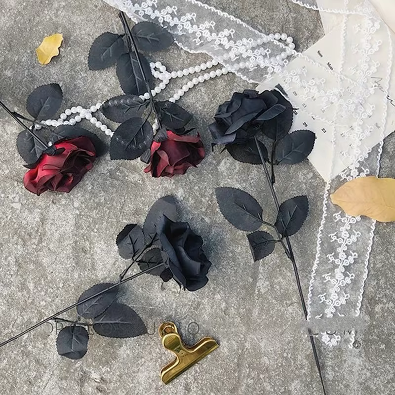 Rose noire gothique fleurs artificielles