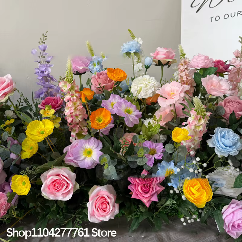 Rose pivoine plantes vertes mariage toile de fond décor plancher haute Arrangement Floral canapé coureur événement