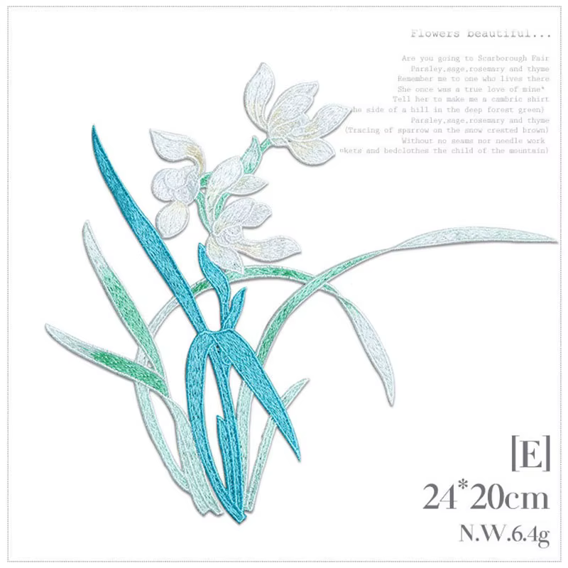 Broderie orchidée à coudre sur des patchs de fleurs à la mode pour vêtements
