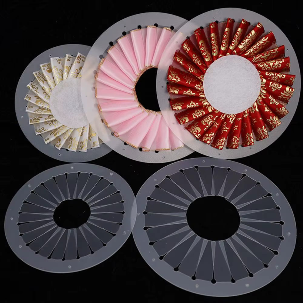 Outil de fabrication de fleurs en ruban DIY de 9 cm, 12 cm, 15 cm, pour la création de fleurs en tissu transparent, figurines de table, artisanat