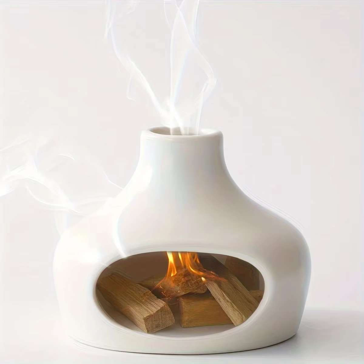Brûleur élégant en céramique Palo Santo & Sage avec cheminée – Parfait pour la méditation
