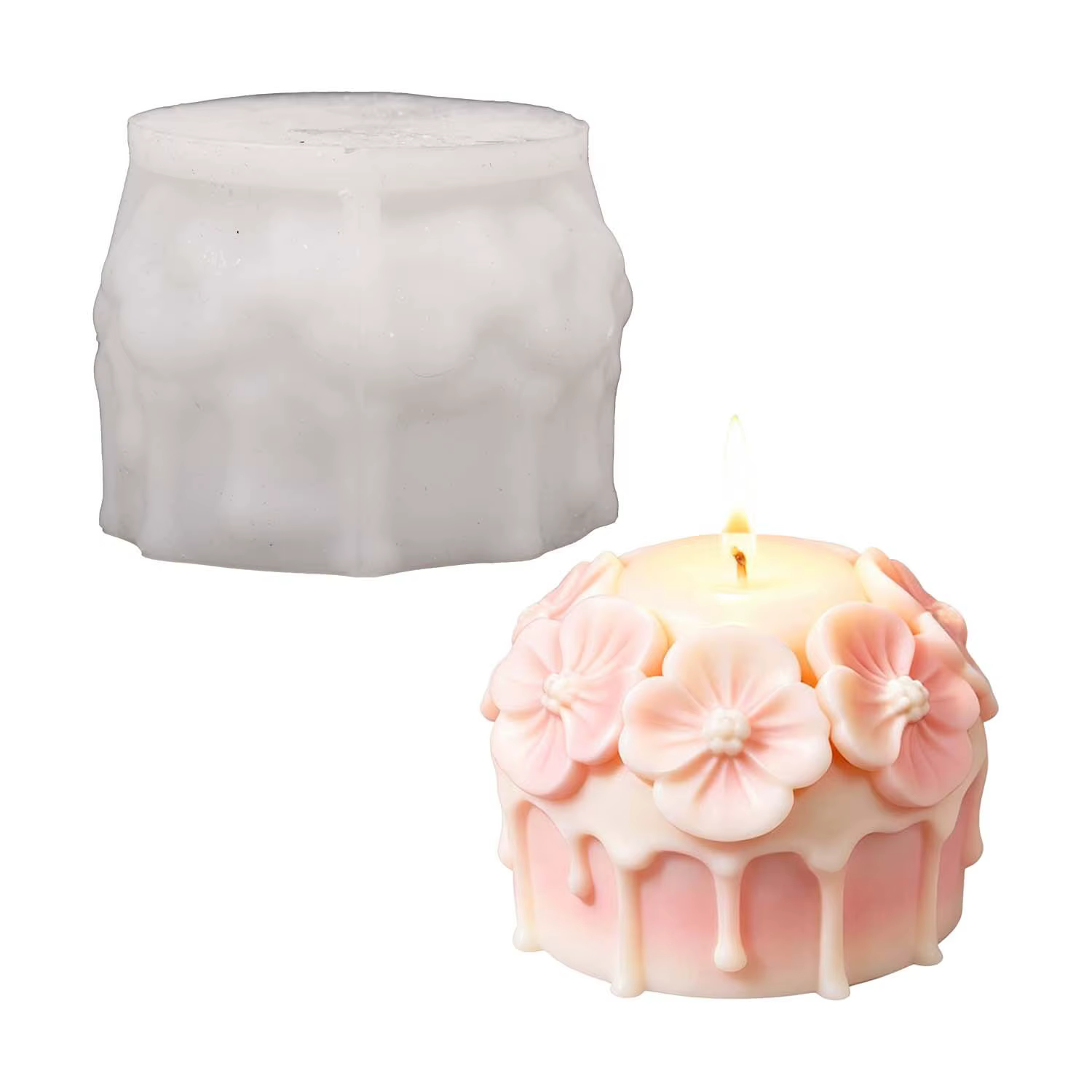 Moule à bougie parfumée en silicone Fleur de cerisier, moule de moulage floral DIY pour gypse et résine époxy, décoration de bureau romantique Sakura