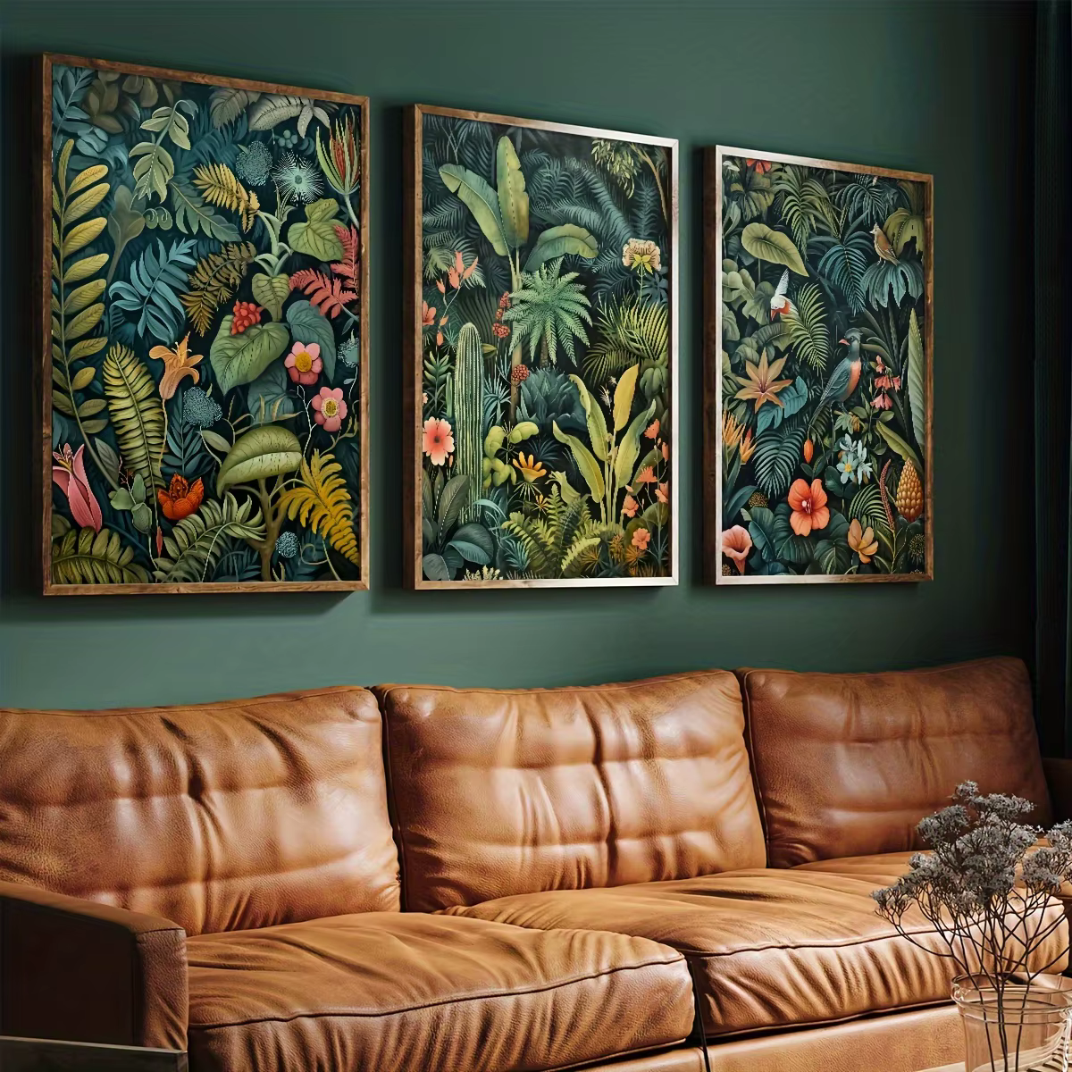 Lot de 3 tableaux muraux vintage à motifs floraux