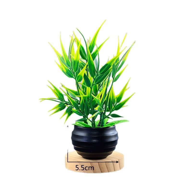 Bonsaï artificiel vert fausse plante feuille de bambou fleur